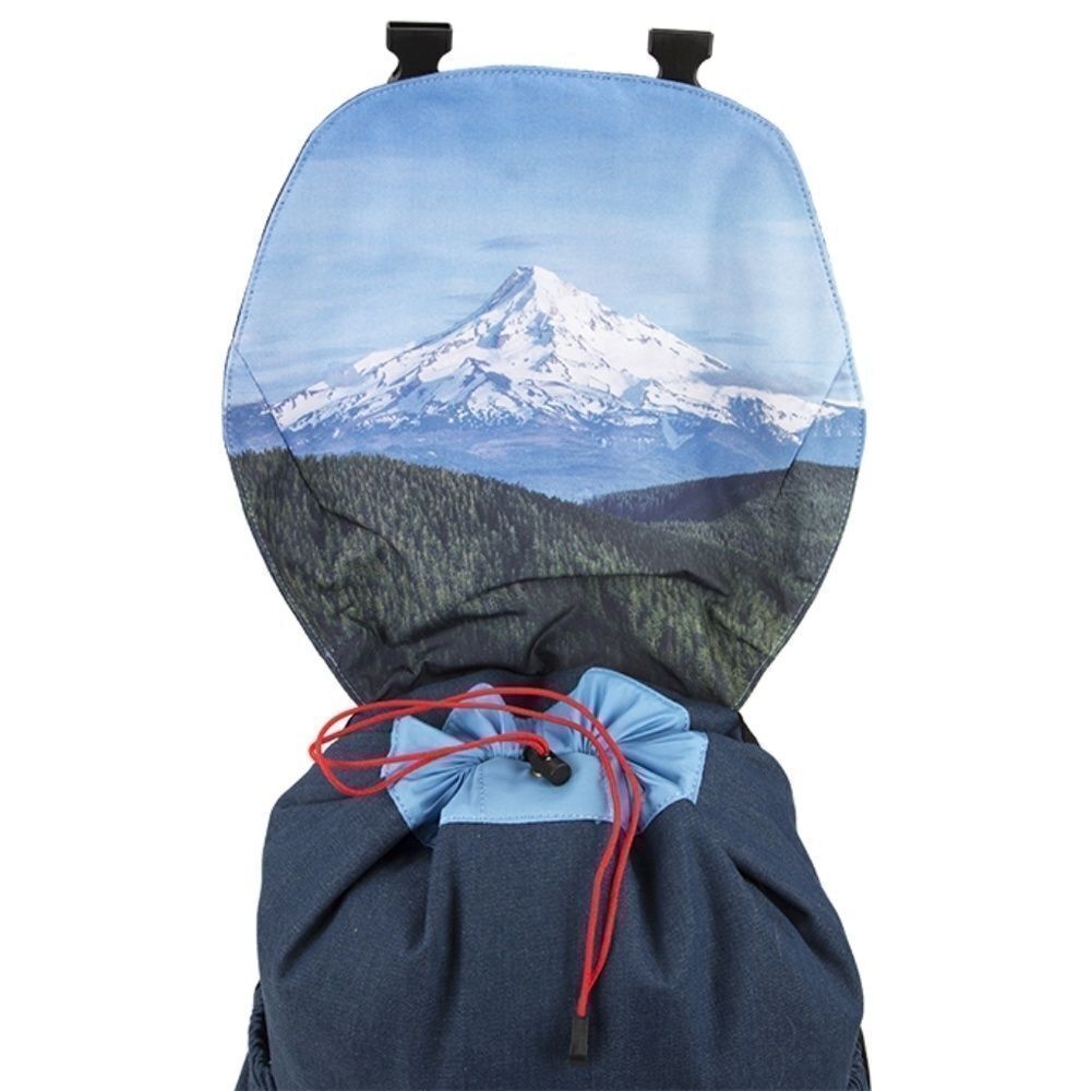 RARE NIKE TedX Portland Oregon Rare Backpack Blue Denim Red Mount Hood Graphic - Picture 5 of 6